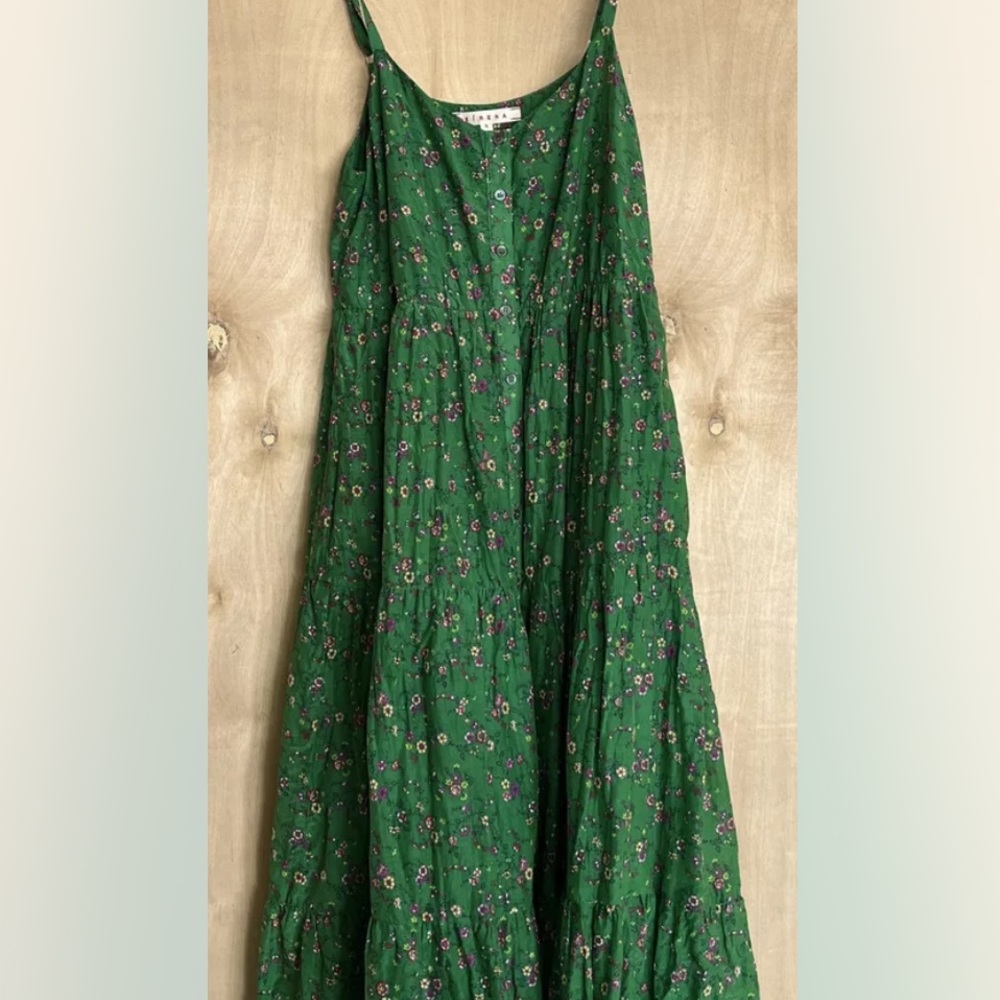 Xirena Sophie silk cotton green floral dress
